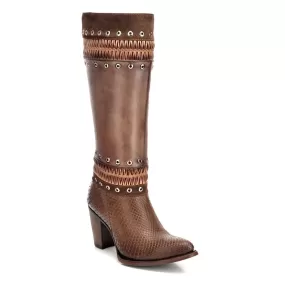 3F11PM - Cuadra taupe western cowgirl python snake boots for women