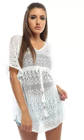 49132 Perforated Women Top - White