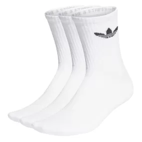 Adidas - Cushioned Trefoil Mid-Cut Crew 3 Pack Socks White