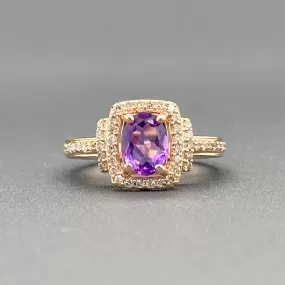 Estate 14K R Gold 0.81ct Amethyst & 0.36ctw I-J/SI1-2 Diamond Ring