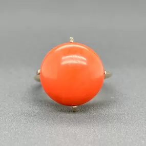 Estate Retro 14K R Gold 20.36ct Coral Ring