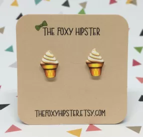 Ice Cream Cone Emoji stud Earrings