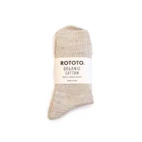 Organic Daily 3-Pack Ribbed Crew Socks - Ecru/Grey