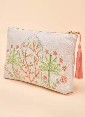 Powder - Jute Zip Pouch - Paradise Palms