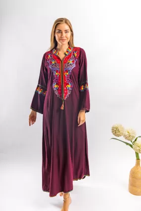 Stunning Purple embroidered cotton caftan, embroidered Caftan, caftans for women, embroidered Caftan dress, Caftan maxi, Caftans for women